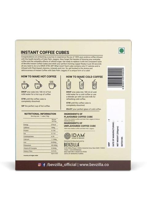 Bevzilla 10 Instant Coffee Cubes With Organic Date Palm Jaggery