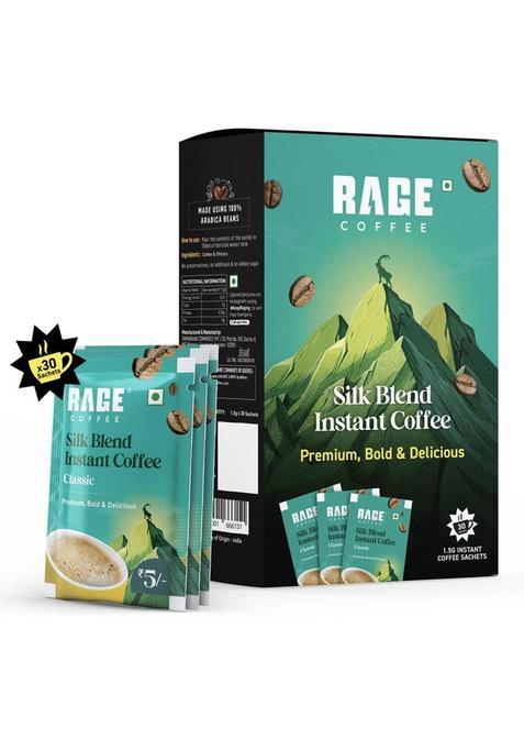 Rage Silk Blend Classic Sachets | Pack Of 30 | Rich & Bold Instant Coffee Flavour Instant Coffee&nbsp;&nbsp;(45 G)