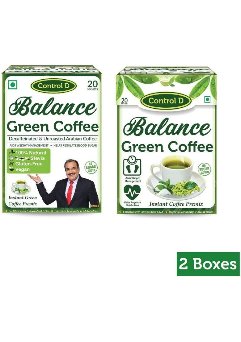 Balance Green Coffee Premixed With Stevia Instant Coffee (2 X 20 G, Green Coffee Flavoured)