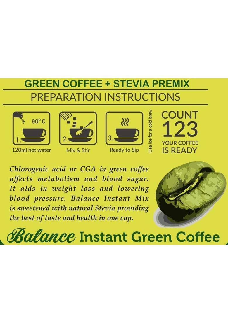 Balance Green Coffee Premixed With Stevia Instant Coffee (2 X 20 G, Green Coffee Flavoured)