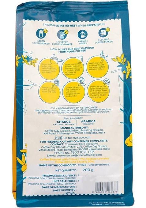 Café Coffee Day Cafe Coffee Day Magum Coffee Powder (80% Coffee 20% Chicory) Roast & Ground Coffee (4 X 200 G)