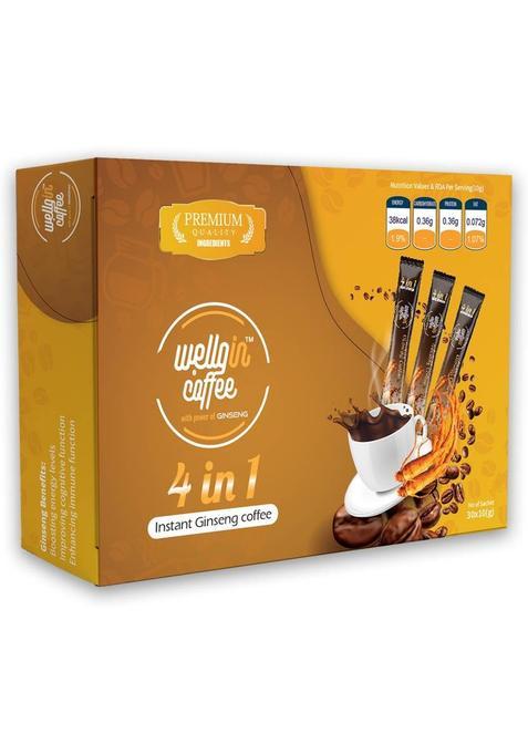 Wellgin Coffee Wellgin Ginseng Premium Coffee Pack Of 30 Sachets Instant Coffee&nbsp;&nbsp;(300 G)
