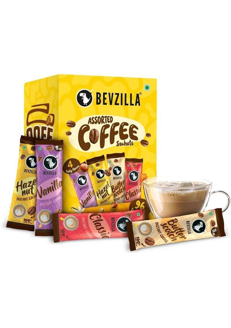Bevzilla 192 Instant Coffee Sachets |48 Sachets Each Flavor Instant Coffee (192 X 2 G, Assorted Flavoured)