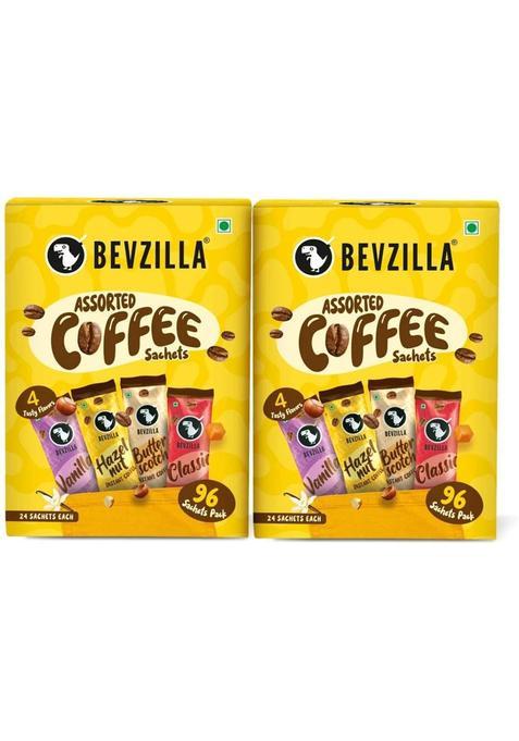 Bevzilla 192 Instant Coffee Sachets |48 Sachets Each Flavor Instant Coffee (192 X 2 G, Assorted Flavoured)