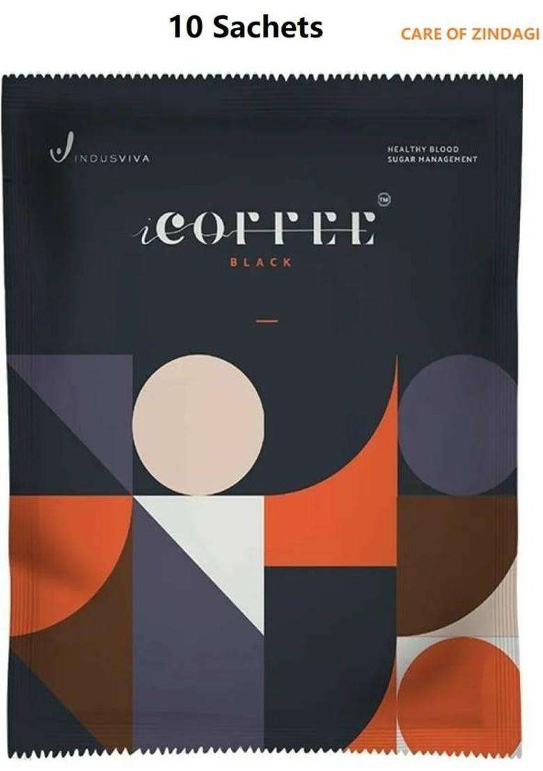 Care Of Zindagi Indus Viva Black Coffee For Diabetes - 10 Sachets | Indus Viva I Coffee Black Instant Coffee&nbsp;&nbsp;(100 G, Chocolate Flavoured) - Indya