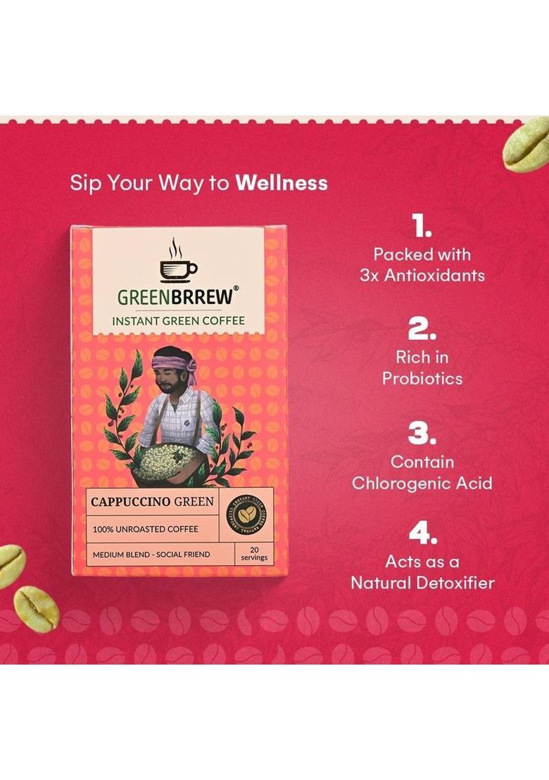 Greenbrrew Green Coffee Beverage Mix, Cappuccino Original Instant Coffee (60 G, Green Coffee Flavoured)