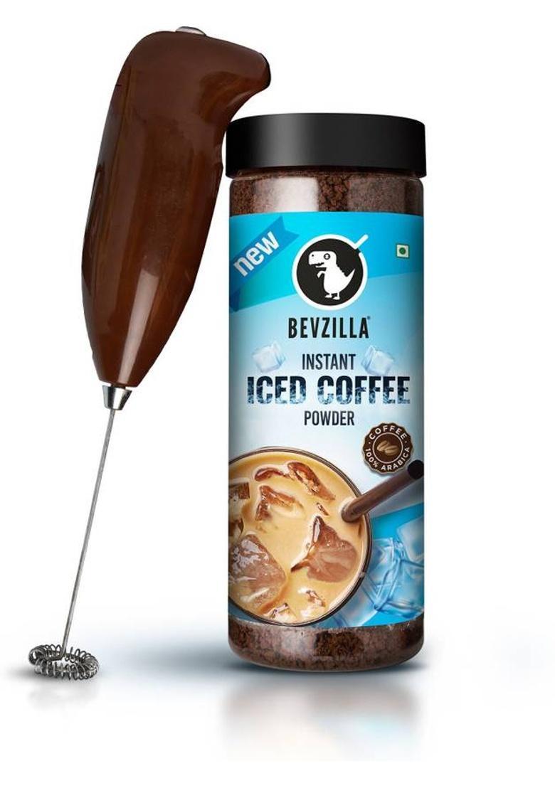 Bevzilla Iced Cold Coffee Powder & Frother Combo Instant Coffee (200 G)