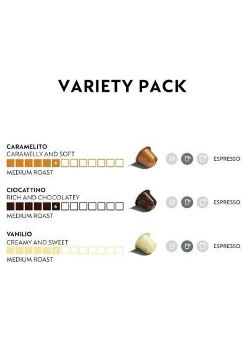 Nespresso New Flavors Vanillo, Ciocattino, Caramelito Capsules Roast & Ground Coffee (3 X 50 G)