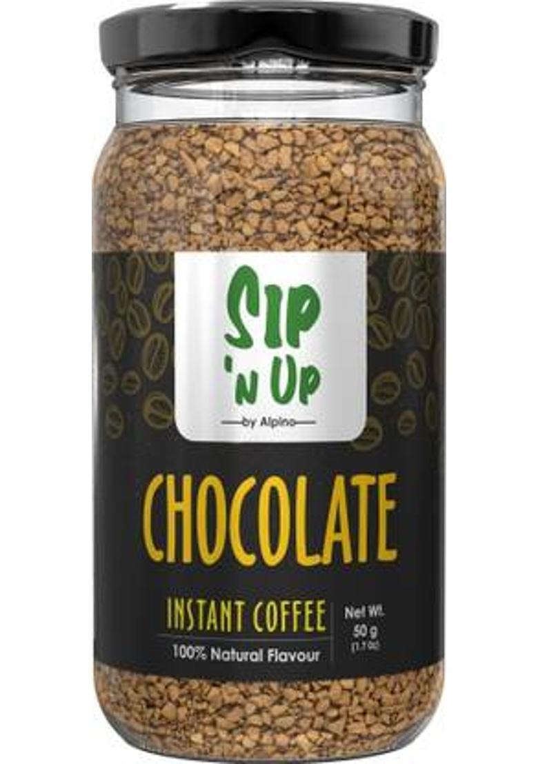Sip 'N Up Premium Freeze-Dried Coffee Powder Chocolate 50 G | 100% Natural Flavours | Instant Coffee (50 G, Chocolate Flavoured)