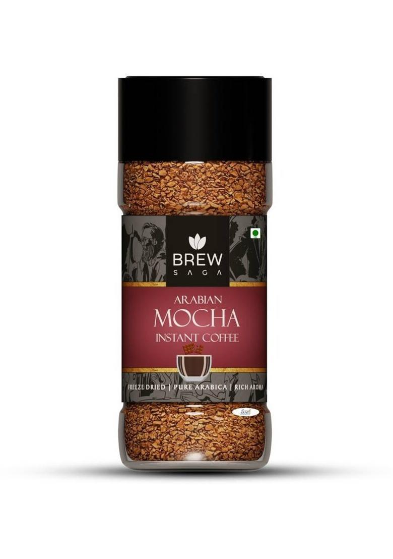 Brewsaga Arabian Mocha Instant Coffee 100% Arabica No Added Sugar Makes 50 Cups Instant Coffee (100 G, Dark Chocolate Flavoured)
