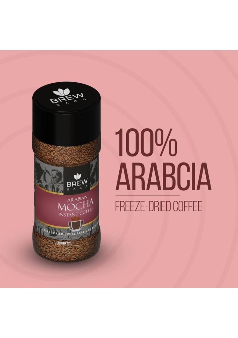Brewsaga Arabian Mocha Instant Coffee 100% Arabica No Added Sugar Makes 50 Cups Instant Coffee (100 G, Dark Chocolate Flavoured)
