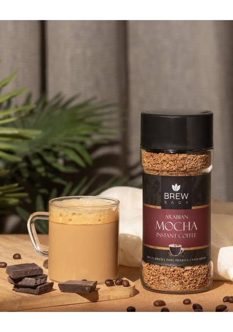 Brewsaga Arabian Mocha Instant Coffee 100% Arabica No Added Sugar Makes 50 Cups Instant Coffee (100 G, Dark Chocolate Flavoured)