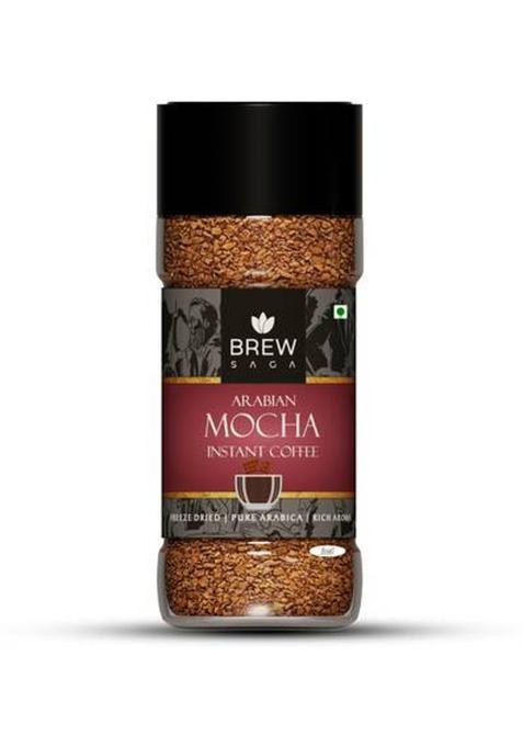 Brewsaga Arabian Mocha Instant Coffee 100% Arabica No Added Sugar Makes 50 Cups Instant Coffee (100 G, Dark Chocolate Flavoured)