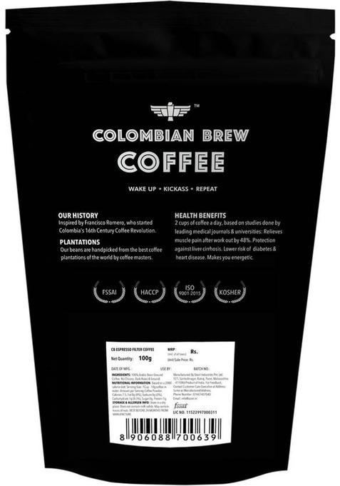 Colombian Brew Arabica Espresso Filter Coffee, Roast & Ground Strong, 100G Roast & Ground Coffee (100 G)