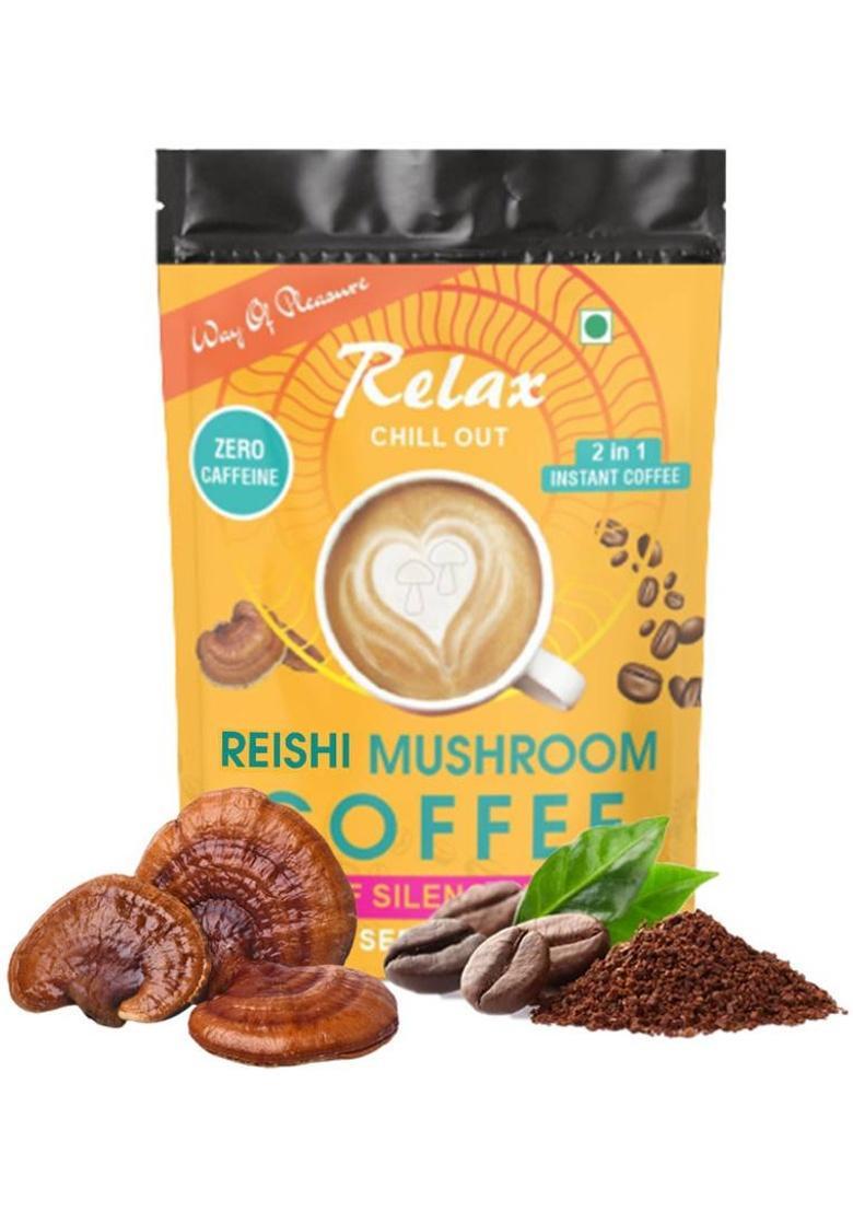 Way Of Pleasure Reishi Mushroom Coffee Premix | Zero Caffeine | Healthy Sleep & Anti Stress Instant Coffee (50 G, Green Coffee Flavoured)