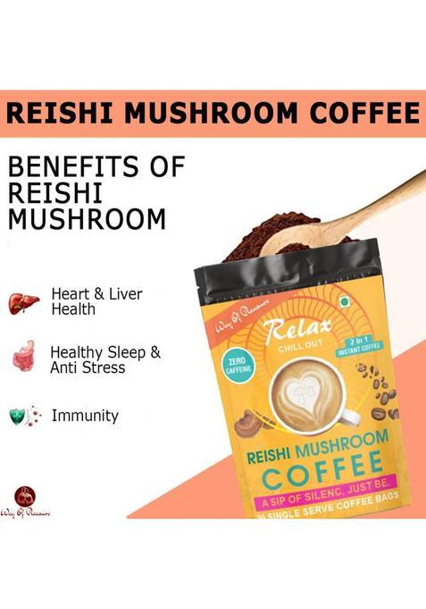 Way Of Pleasure Reishi Mushroom Coffee Premix | Zero Caffeine | Healthy Sleep & Anti Stress Instant Coffee (50 G, Green Coffee Flavoured)
