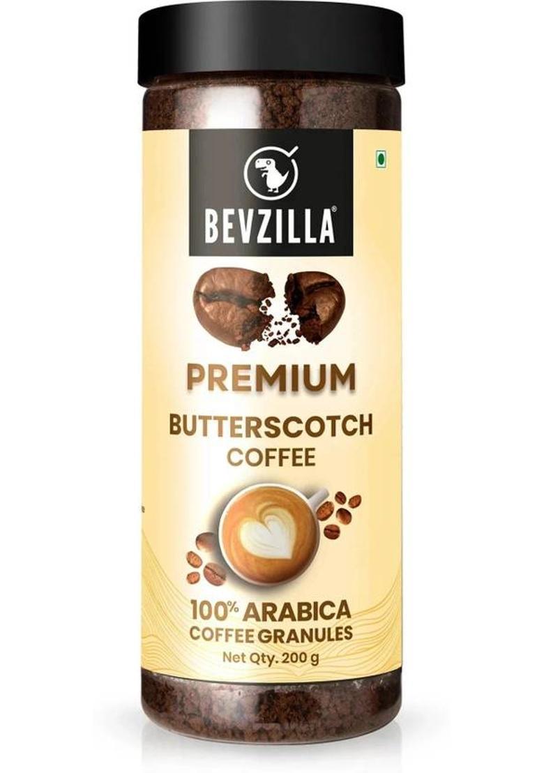 Bevzilla 200 Grams Butterscotch Flavoured Instant Coffee Powder|Hot & Cold Brews Instant Coffee (200 G, Butterscotch Flavoured)