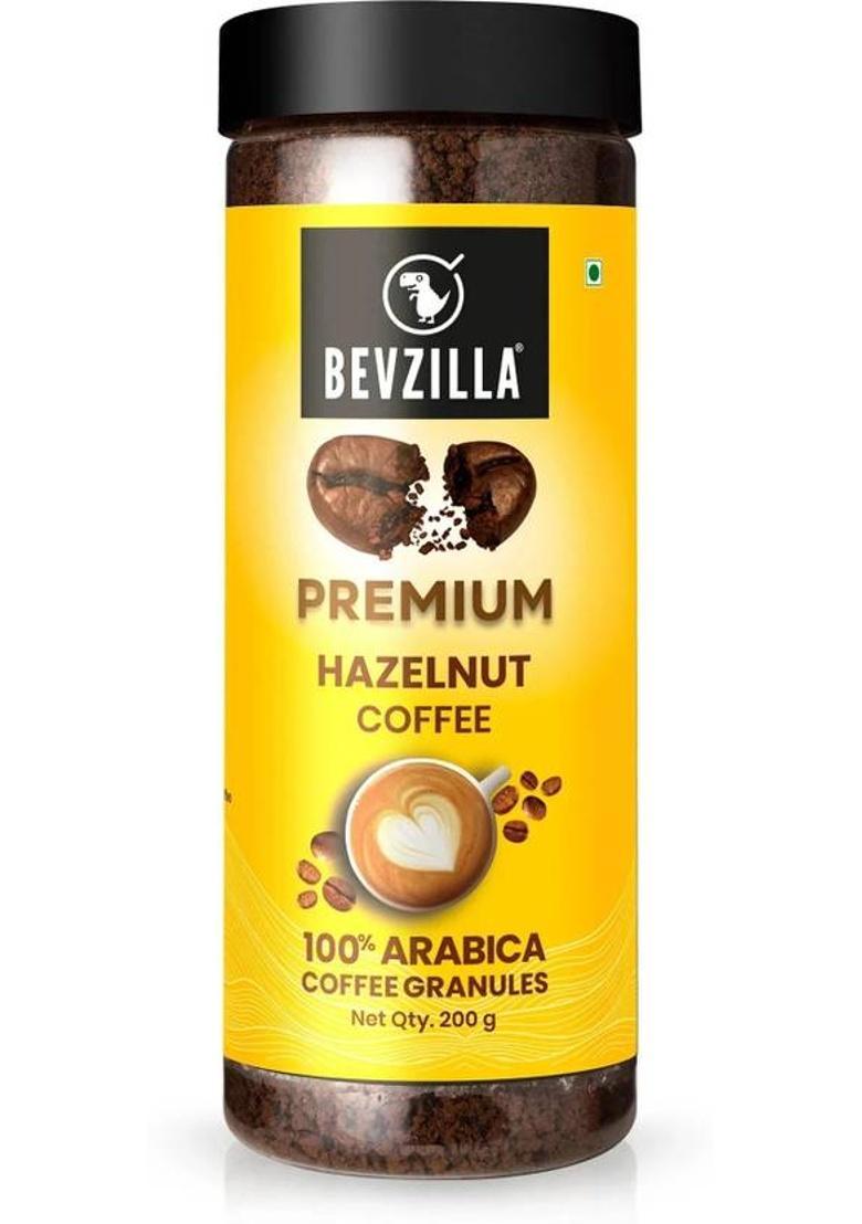 Bevzilla 200 Gram Hazelnut Flavoured Instant Coffee Powder|Make 100 Cups|Hot & Cold Brews Instant Coffee (200 G, Hazelnut Flavoured)
