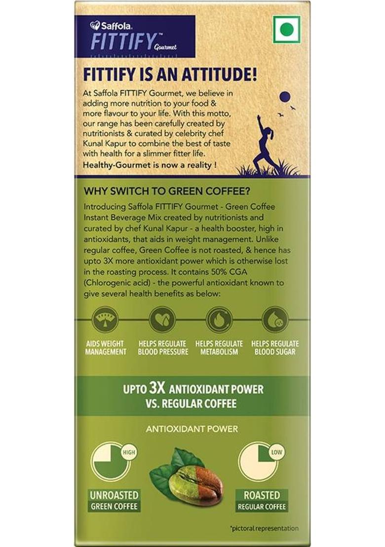 Saffola Fittify Gourmet Assorted Instant Coffee (2 X 10 G, Green Coffee Flavoured)