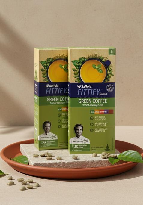 Saffola Fittify Gourmet Assorted Instant Coffee (2 X 10 G, Green Coffee Flavoured)