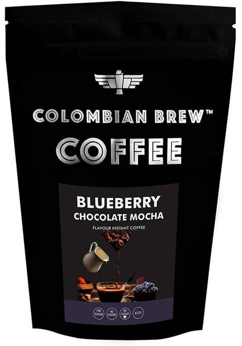 Colombian Brew Blueberry Chocolate Mocha Instant Coffee Powder, No Sugar Vegan | 100G | Pack Of 1 Roast & Ground Coffee&nbsp;&nbsp;(100 G, Chocolate Flavoured)