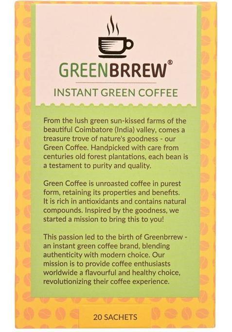 Greenbrrew Lemon Green | 100% Unroasted Coffee | 20 Sachets Each Instant Coffee (5 X 60 G)