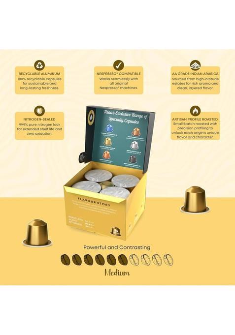 Telaa Coffee & Tea Aluminium Coffee Capsules| |100% Arabica | Mellowforge,Intensity-6| Roast & Ground Coffee (55 G, Chocolate Flavoured)