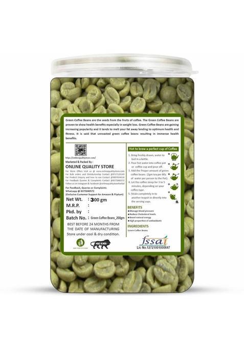 Online Quality Store Green Coffee Beans- 300G| Pure & Natural Coffee Beans For Weight Loss Management Coffee Beans (300 G, Green Coffee Flavoured)