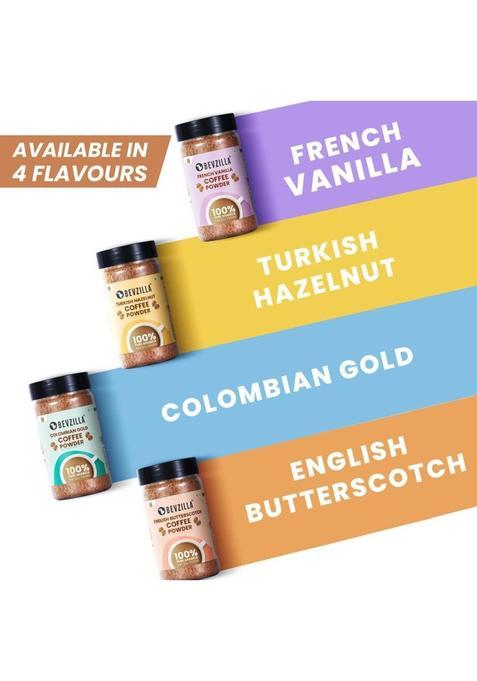 Bevzilla 75 Grams X 4 Flavoured Instant Coffee Powder |Strong Coffee Instant Coffee (4 X 75 G, Hazelnut Flavoured)