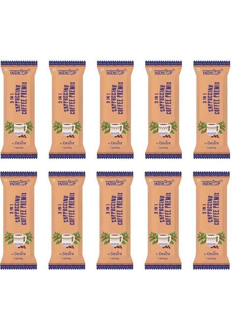 Indicup 3 In 1 Coffee Cappuccino Premix Coffee Powder 50 Sachets X 14G Instant Coffee (50 X 14 G, Chicory Flavoured)