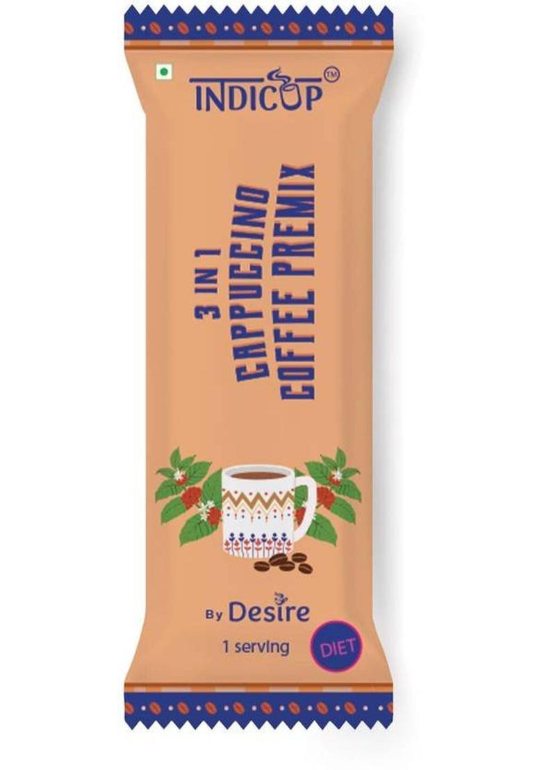 Indicup 3 In 1 Coffee Cappuccino Premix Coffee Powder 50 Sachets X 14G Instant Coffee (50 X 14 G, Chicory Flavoured)