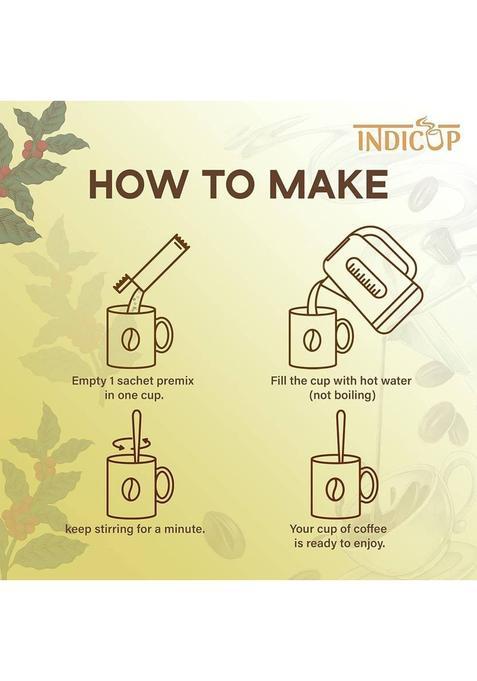 Indicup 3 In 1 Coffee Cappuccino Premix Coffee Powder 50 Sachets X 14G Instant Coffee (50 X 14 G, Chicory Flavoured)