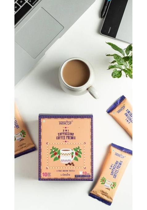 Indicup 3 In 1 Coffee Cappuccino Premix Coffee Powder 50 Sachets X 14G Instant Coffee (50 X 14 G, Chicory Flavoured)