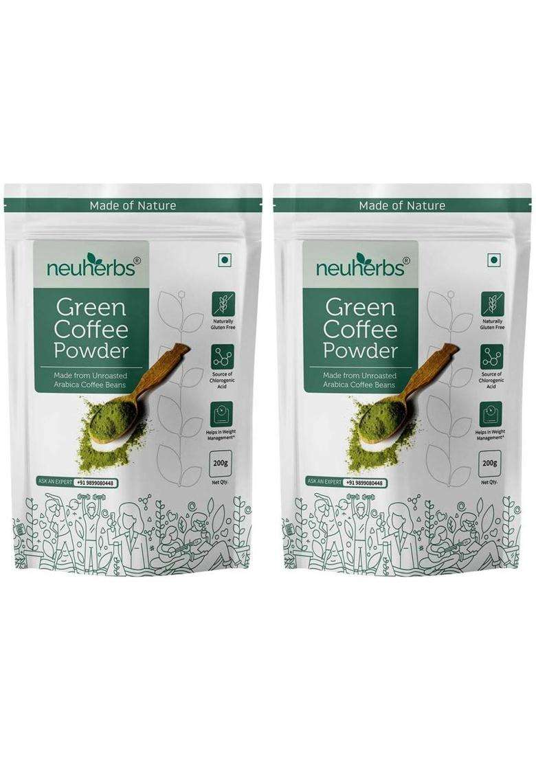 Neuherbs Organic Green Coffee Beans Powder For Weight Loss Management (Pack Of 2) Instant Coffee&nbsp;&nbsp;(2 X 200 G, Green Coffee Flavoured) - Indya