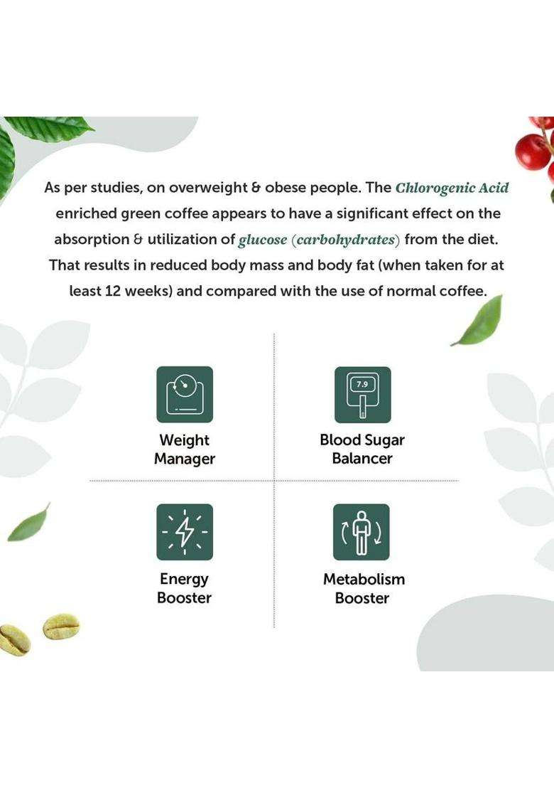 Neuherbs Organic Green Coffee Beans Powder For Weight Loss Management (Pack Of 2) Instant Coffee&nbsp;&nbsp;(2 X 200 G, Green Coffee Flavoured) - Indya