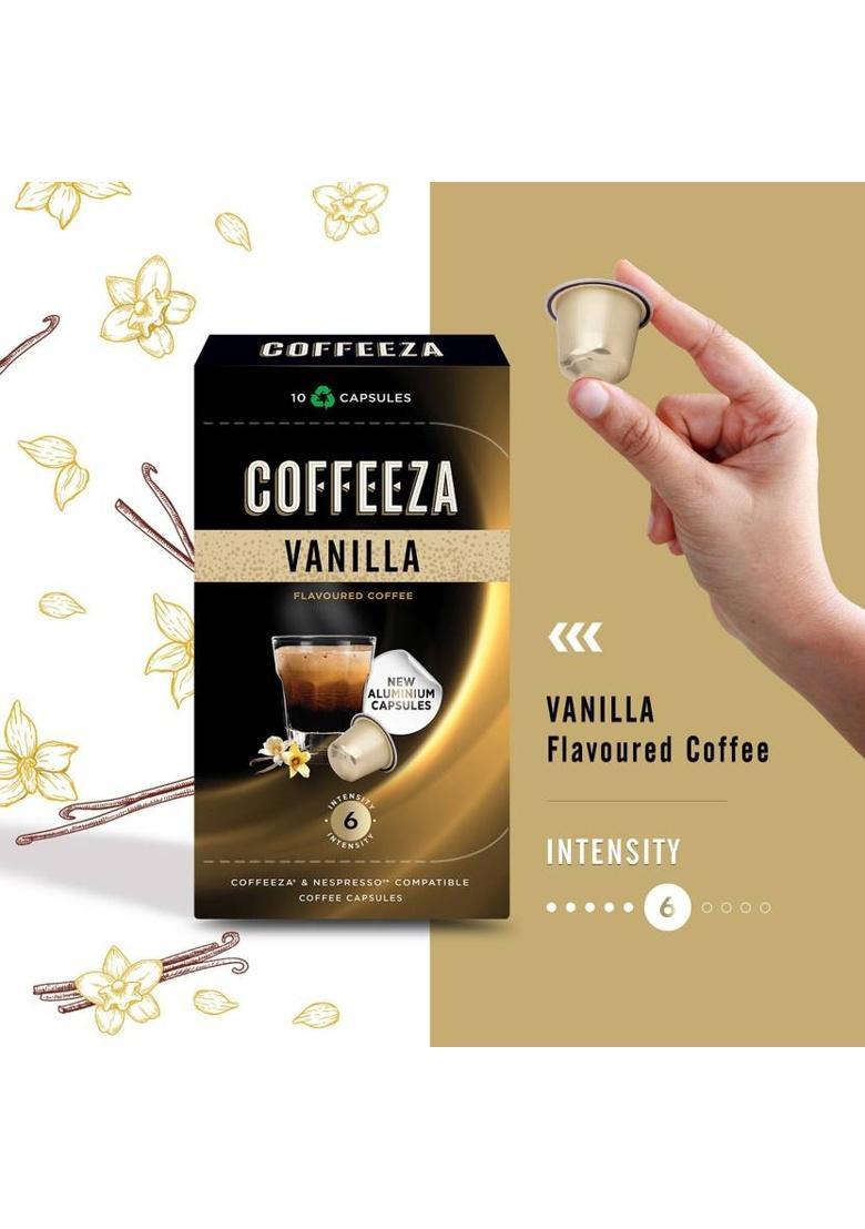 Coffeeza Vanilla Flavoured Coffee Capsules Pack Of 30 Pods -Nespresso Compatible Pods Instant Coffee (30 X 5.5 G)