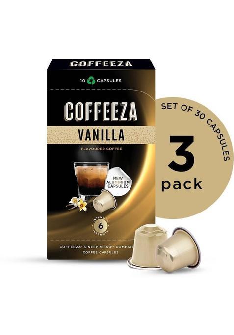 Coffeeza Vanilla Flavoured Coffee Capsules Pack Of 30 Pods -Nespresso Compatible Pods Instant Coffee (30 X 5.5 G)