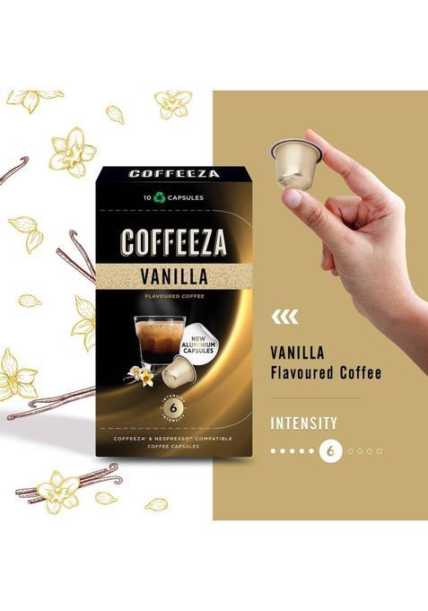 Coffeeza Vanilla Flavoured Coffee Capsules Pack Of 30 Pods -Nespresso Compatible Pods Instant Coffee (30 X 5.5 G)