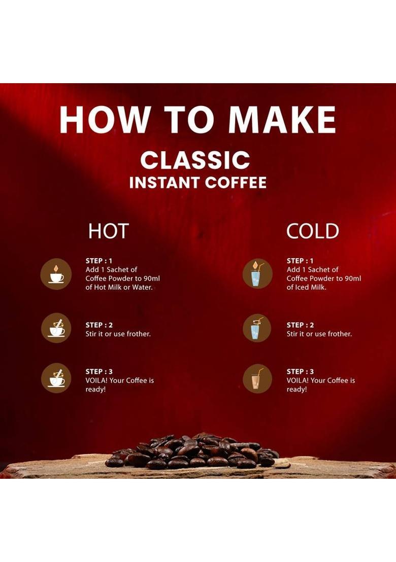 Bevzilla Classic Instant Coffee Powder – 48 Sachets | Perfect For Hot & Cold Instant Coffee (48 X 2 G)