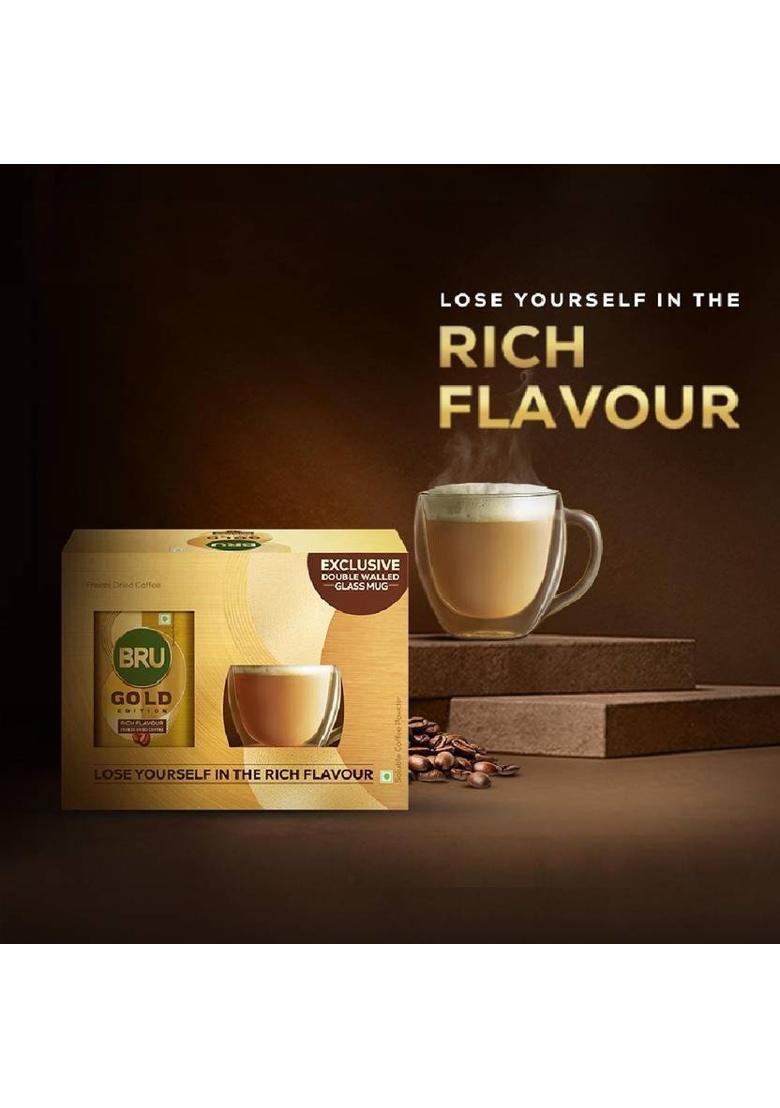 Bru Gold Freeze Dried Coffee Gift Set With Cup Instant Coffee (100 G)