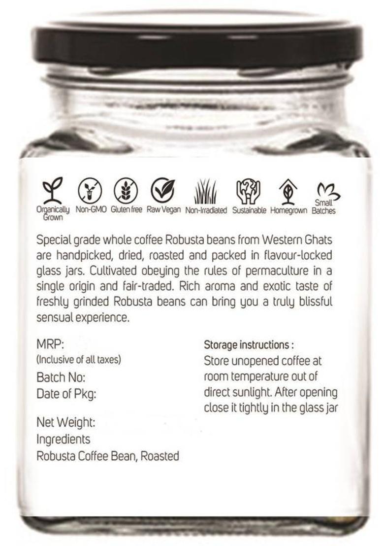 Looms & Weaves Premium Roasted Coffee Bean (Robusta) (Single Origin, Farm Direct Produce, Organically Grown & Made In Small Batches) Coffee Beans (200 G)