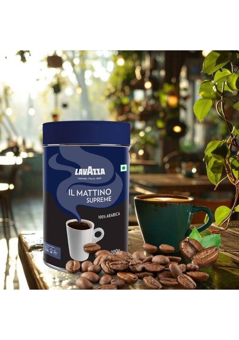 Lavazza Mattino Supreme |Pure Ground Coffee | Premium Arabica | Medium Roast Roast & Ground Coffee (200 G)
