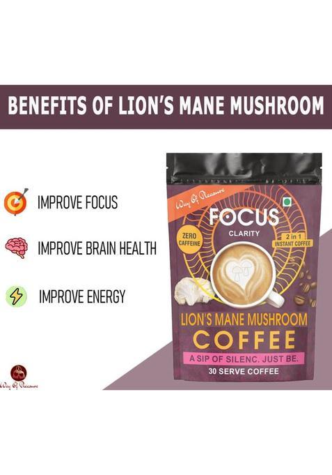 Way Of Pleasure Lion'S Mane Mushroom Coffee Premix | Zero Caffeine| Improve Brain Health & Focus Instant Coffee (45 G, Green Coffee Flavoured)