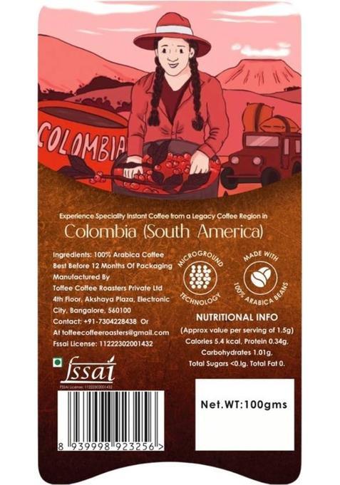 Toffee Coffee Roasters Colombia & Brazil Speciality Coffee | Buy 1 Get 1 | 100% Arabica | Pack Of 2 | Instant Coffee (2 X 50 G, Nut, Chocolate Flavoured)