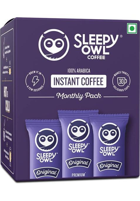 Sleepy Owl Original 30 Premium Sachet | 100%Arabica | Rich & Smooth | Easy To Carry Instant Coffee&nbsp;&nbsp;(30 X 2 G)