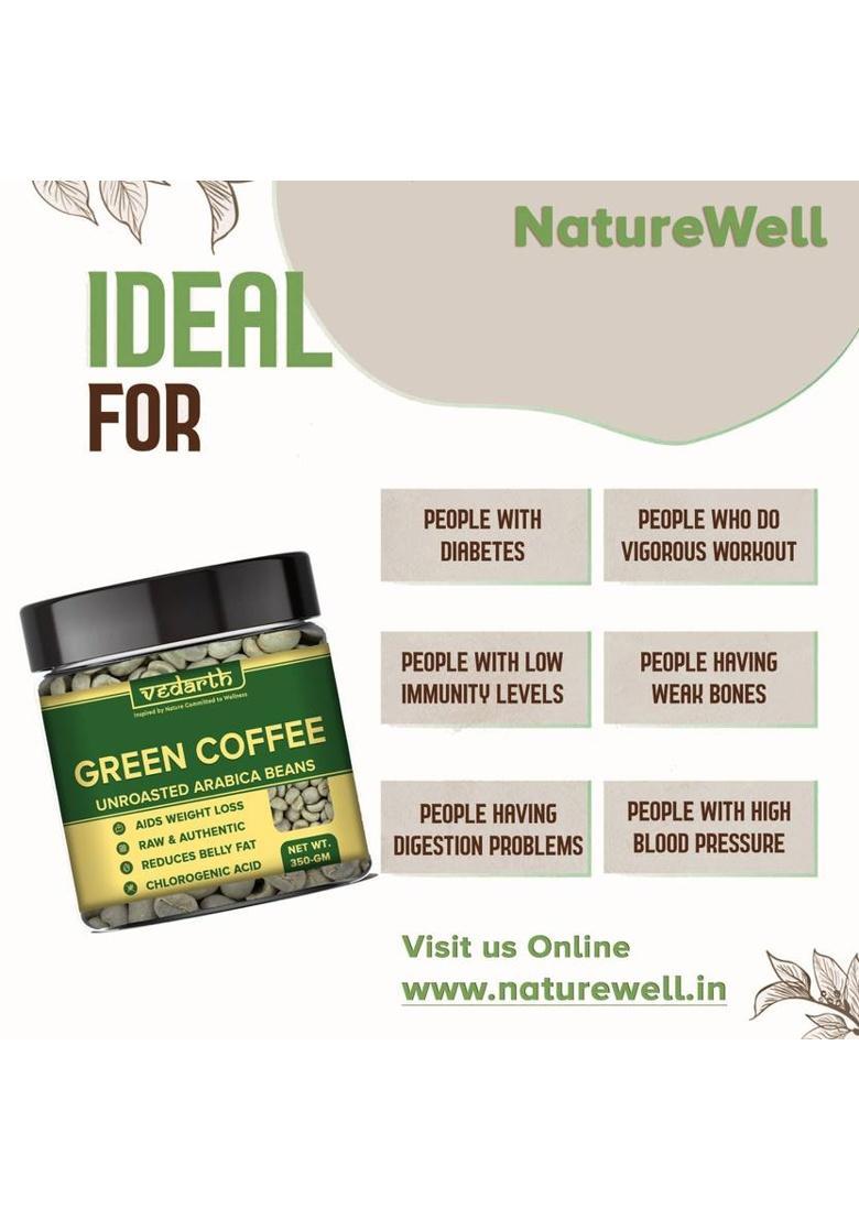 Vedarth Organics Best Green Coffee Beans For Weight Loss Management 300G Coffee Beans (300 G)