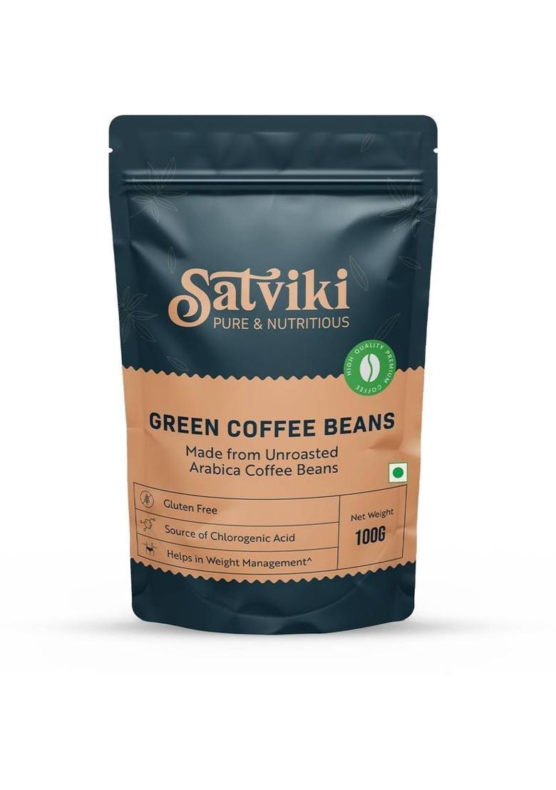 Satviki Green Coffee Beans | Aaa Arabica | Unroasted & Natural | Fssai Certified Coffee Beans (100 G, Green Coffee, Plain Flavoured)