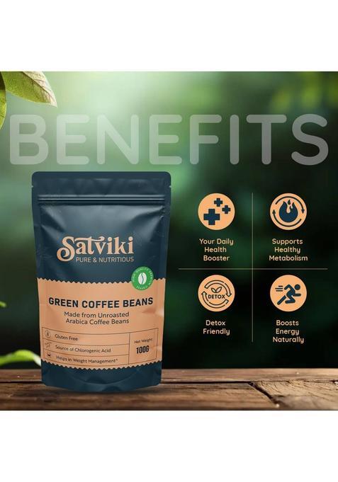 Satviki Green Coffee Beans | Aaa Arabica | Unroasted & Natural | Fssai Certified Coffee Beans (100 G, Green Coffee, Plain Flavoured)