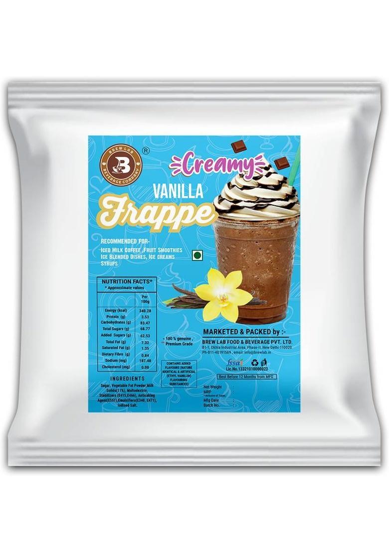 Brew Lab Creamy Vanilla Frappe Powder Perfect For Coffee, Shakes, Ice Blended Dishes Coffee Sprinkler (1 Kg, Vanilla Flavoured)