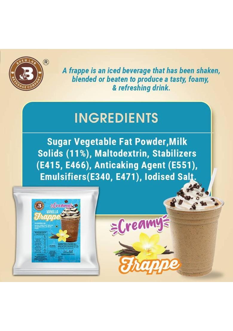 Brew Lab Creamy Vanilla Frappe Powder Perfect For Coffee, Shakes, Ice Blended Dishes Coffee Sprinkler (1 Kg, Vanilla Flavoured)